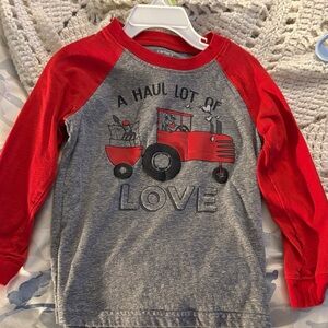 Carter's Red and Gray Valentines Day Long Sleeve Shirt Size 4T